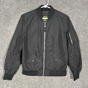 Alpha Industries Jacket Mens Small Black Nylon Bomber MA-1 Flight Army